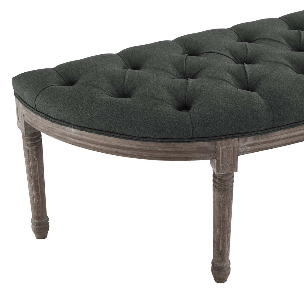 Esteem Vintage French Upholstered Fabric Semi-Circle Bench - Gray