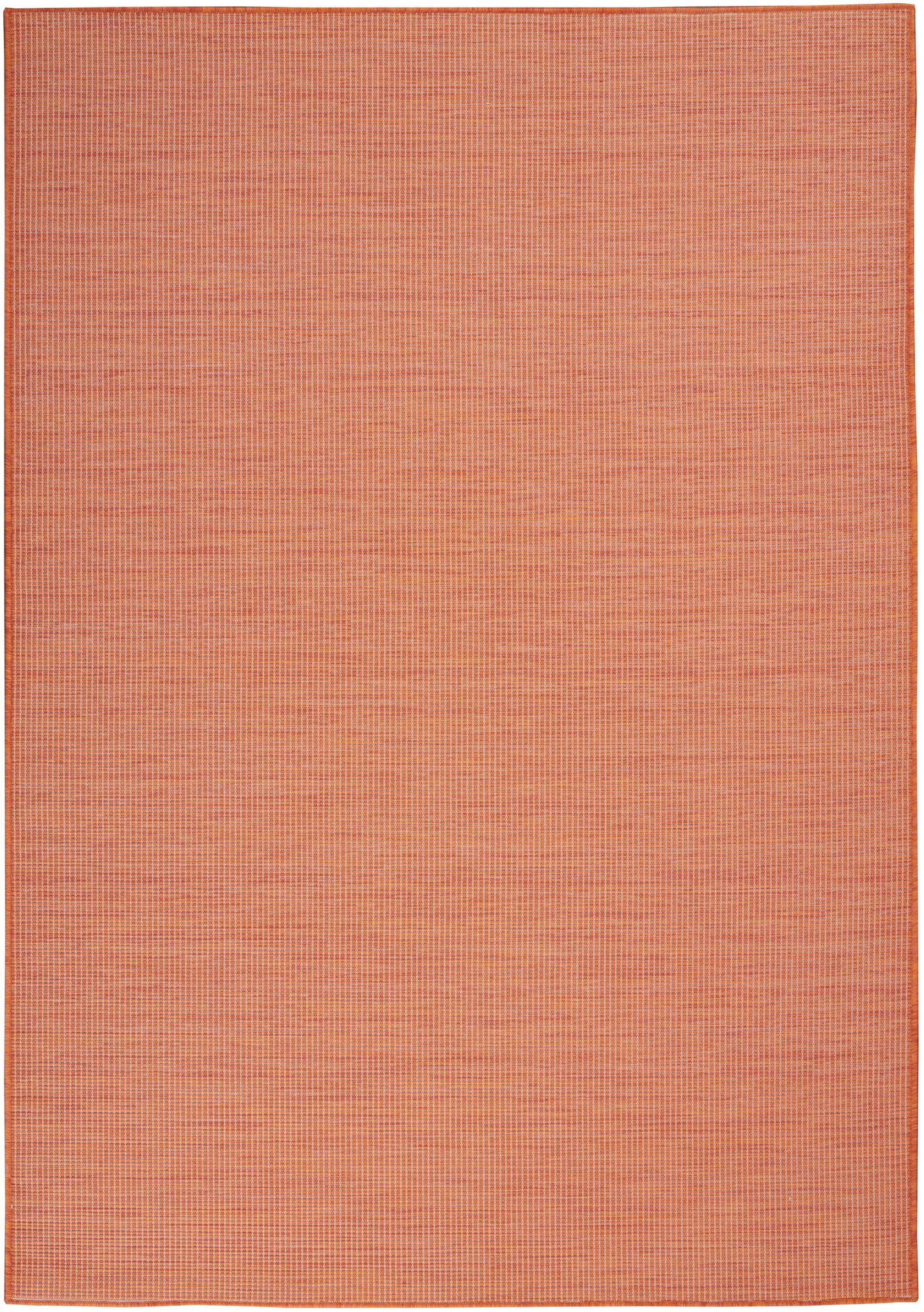 Orange rectangular rug with fine grid weave texture; warm, contemporary floor covering.