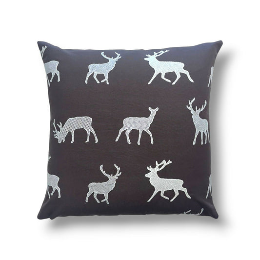 20" Java 100% Cotton Pillow Cover in Schumacher Caribou Embroidery / 67161 Fabric