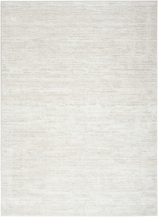 Light beige textured area rug with subtle heathered weave; neutral, versatile for living room or bedroom.