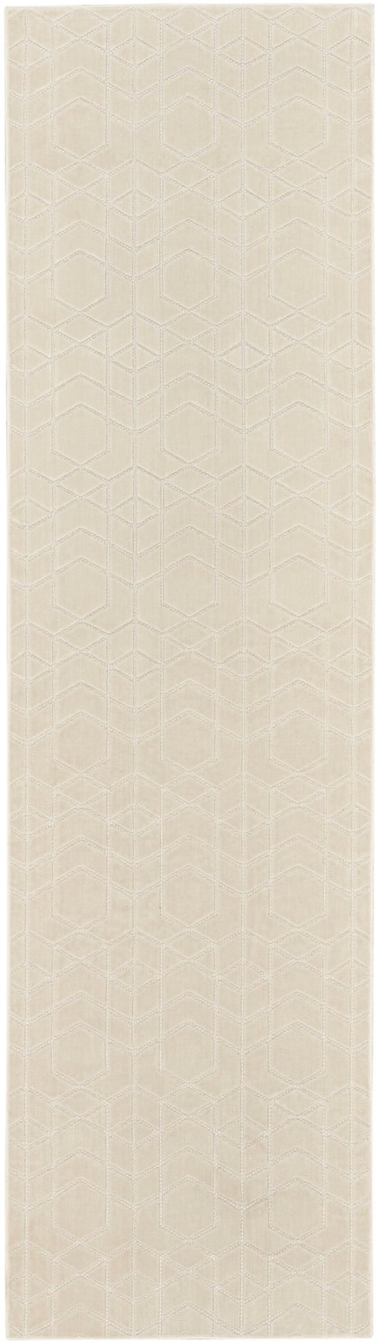 Beige textured wallpaper with subtle geometric hexagon/chevron lattice & soft, versatile wall covering.