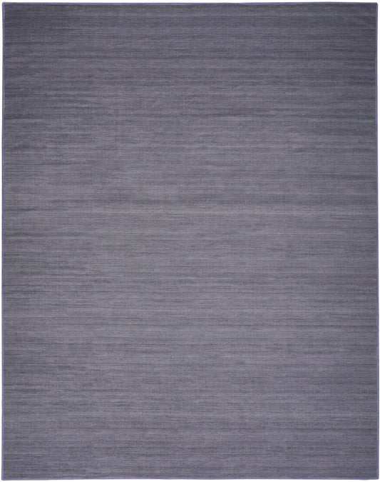 Grey textured rectangular rug with subtle horizontal striations for modern living room decor.