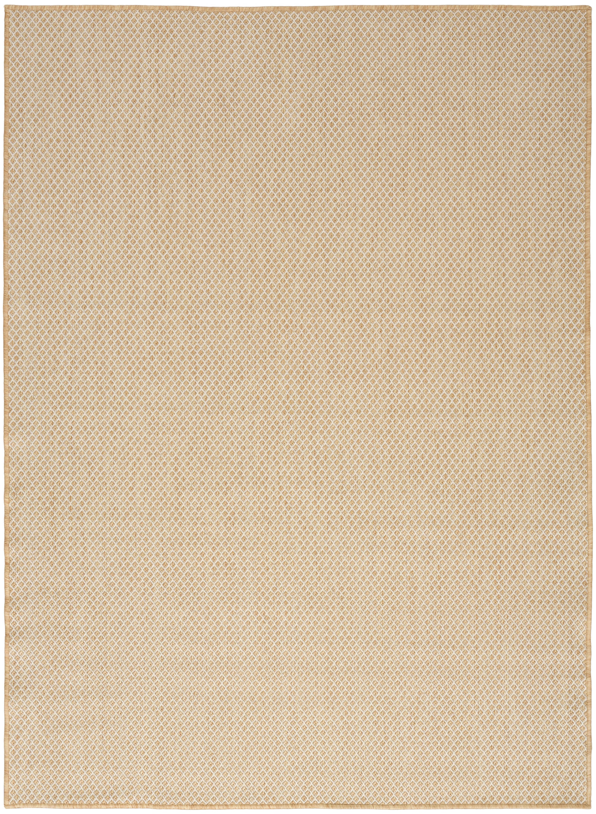 Beige flat-weave rug with a subtle diamond lattice pattern and soft texture.