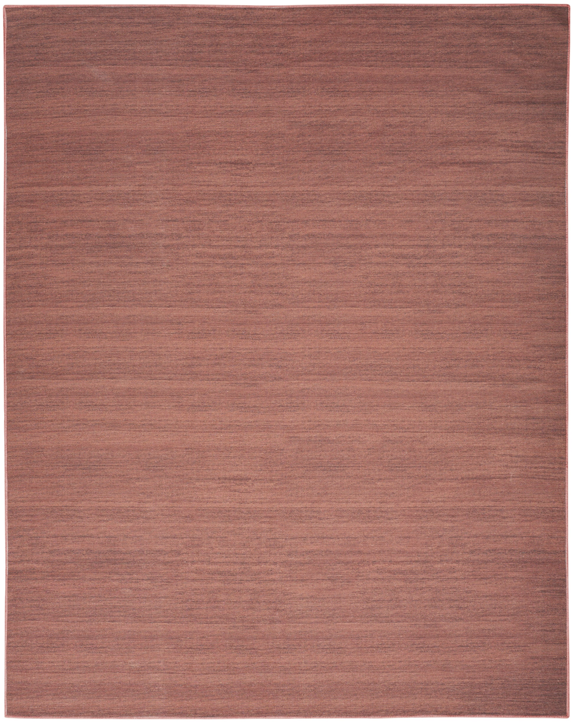 Rectangular rug in warm reddish-brown tones with a modern industrial style; size 8' x 10'.