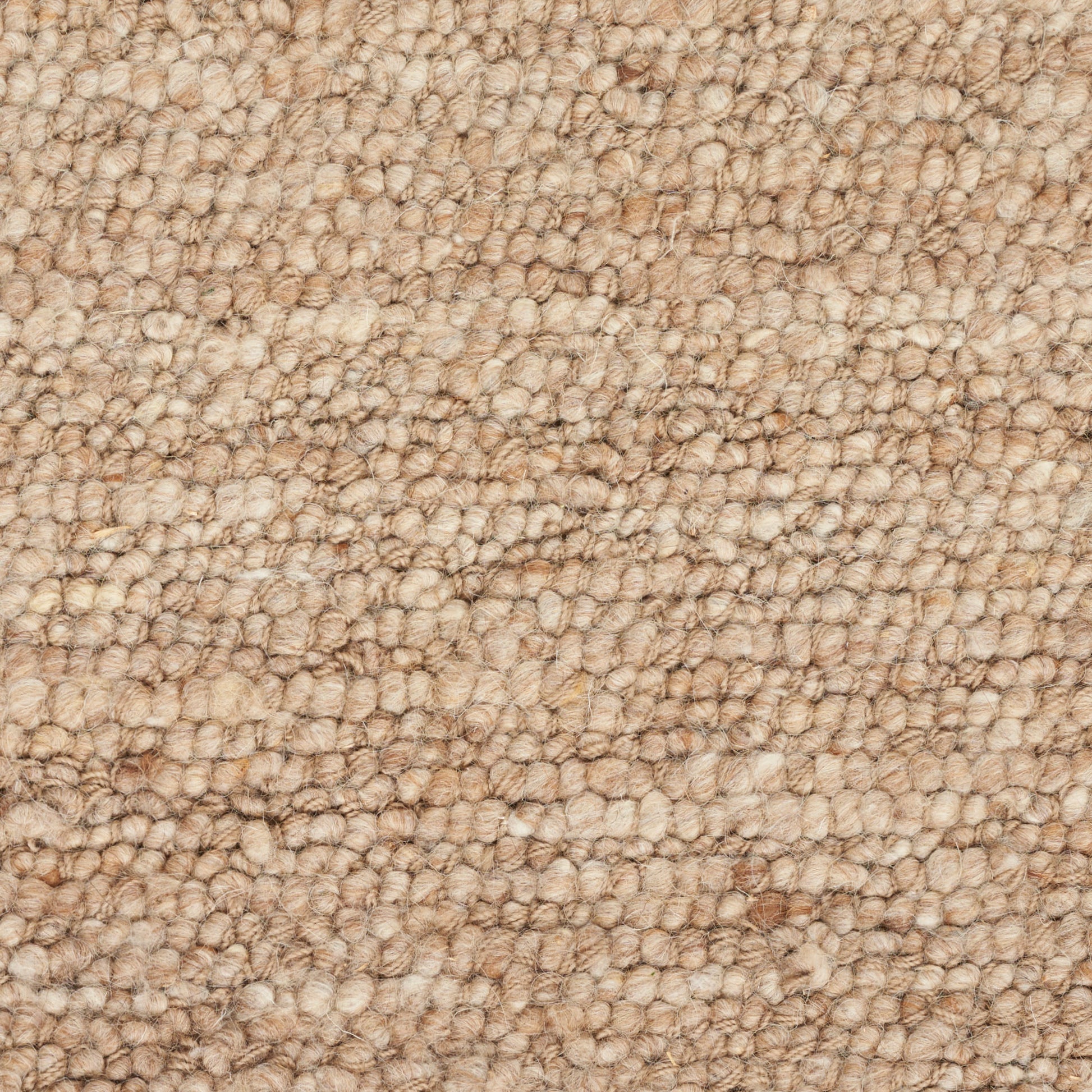 Beige loop-pile carpet close-up with tan and cream flecks for a cozy textured area rug.