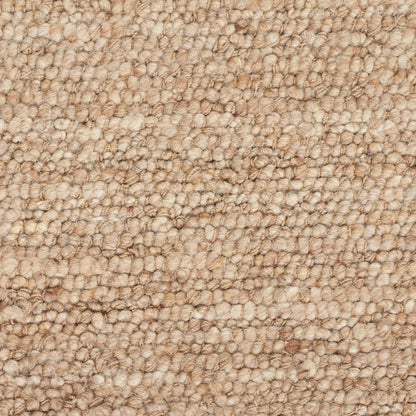 Beige loop-pile carpet close-up with tan and cream flecks for a cozy textured area rug.
