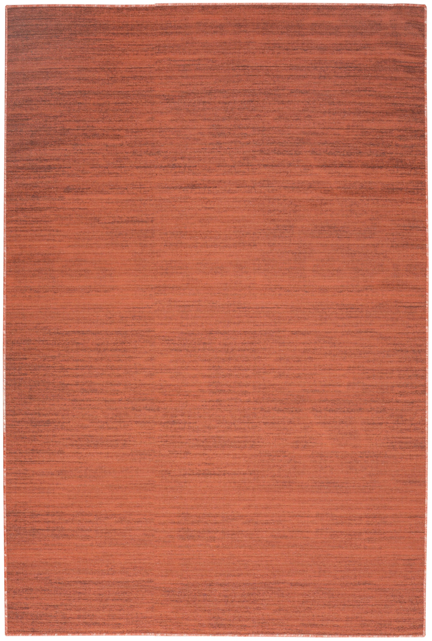 Terracotta orange rectangular rug with subtle horizontal texture; solid color, versatile home décor.