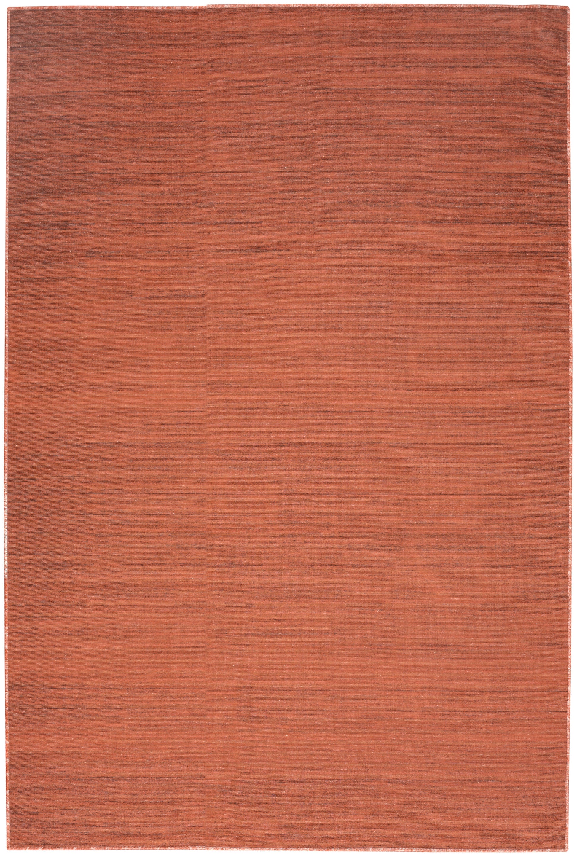 Terracotta orange rectangular rug with subtle horizontal texture; solid color, versatile home décor.