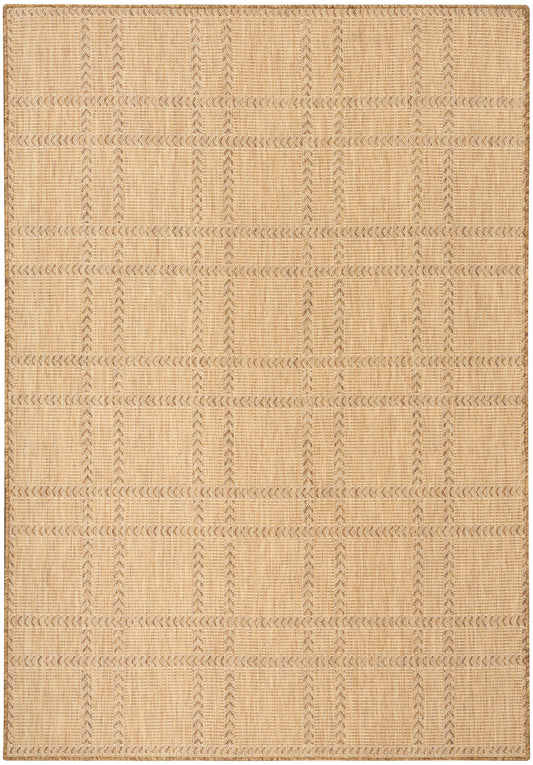 Beige jute rug with woven braided lines forming a grid; natural texture, rectangular, modern home decor.
