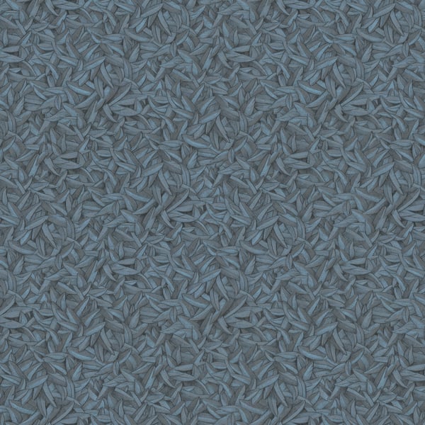Blue-gray textured pattern of dense, leaf-like shapes arranged in a random weave.