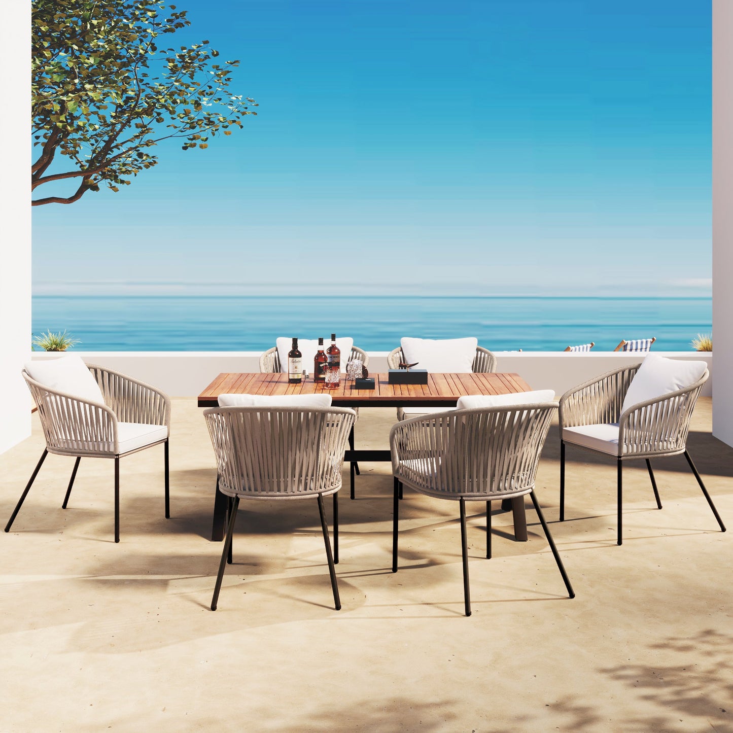 7 Pieces Patio Dining Set, All-Weather Outdoor Furniture Set