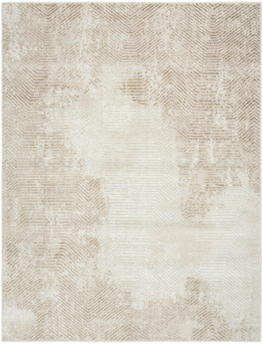 Neutral cream-beige rectangular area rug with soft abstract texture; contemporary style for living room or bedroom.