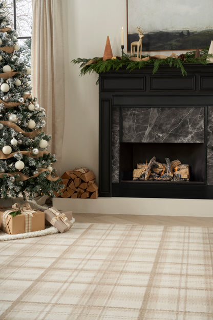 Farmhouse-style area rug, 5' x 7'.