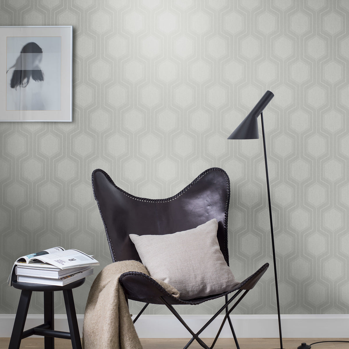 SCHUMACHER  Borastapeter GRAPHIC HEXAGON   GREY   - 9306
