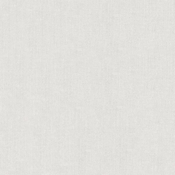 Silver-grey linen-texture wallcovering with a subtle woven look.