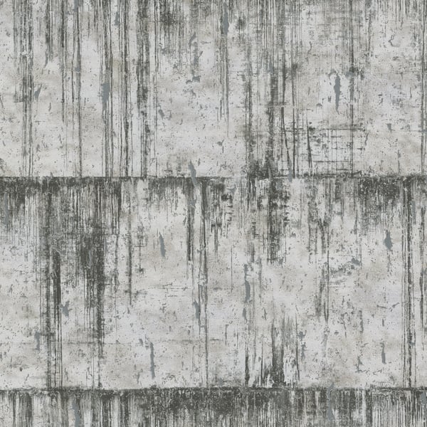 Weathered gray concrete wall texture with vertical drips and large panel blocks.