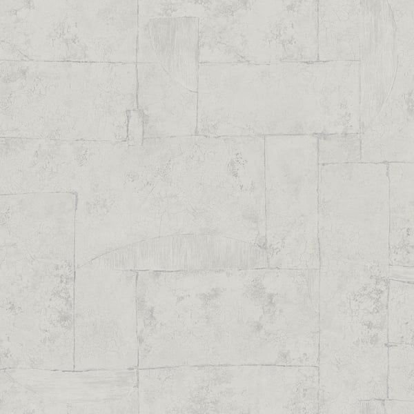 Beige wallcovering with a geometric grid of rectangular blocks and a subtle textured surface.