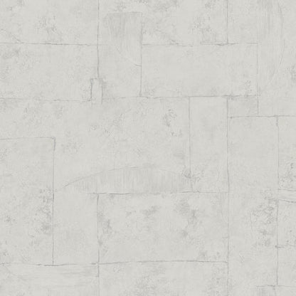 Beige wallcovering with a geometric grid of rectangular blocks and a subtle textured surface.