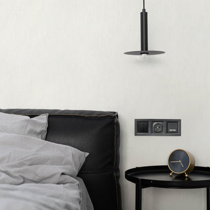 Modern room with white Air River wallpaper on the walls.