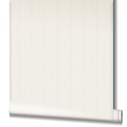 Cream vertical-striped wallpaper roll, white stripe, rolled at the bottom edge.
