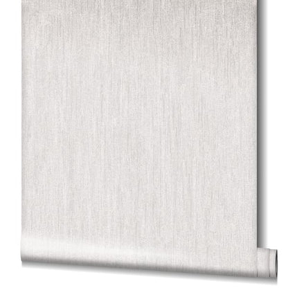 White linen-textured wallpaper roll with fabric-like surface and rolled bottom edge
