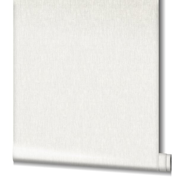 Cream linen-textured wallpaper in Silver Grey.
