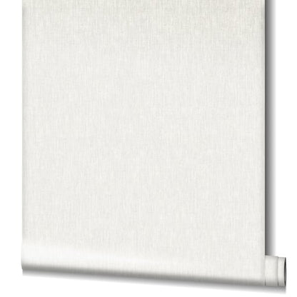 Cream linen-textured wallpaper in Silver Grey.