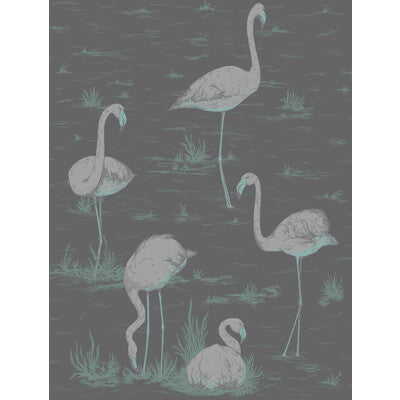 COLE & SON FLAMINGOS PRINT---NOVELTY LIME/SILVER   - 95/8048.CS.0