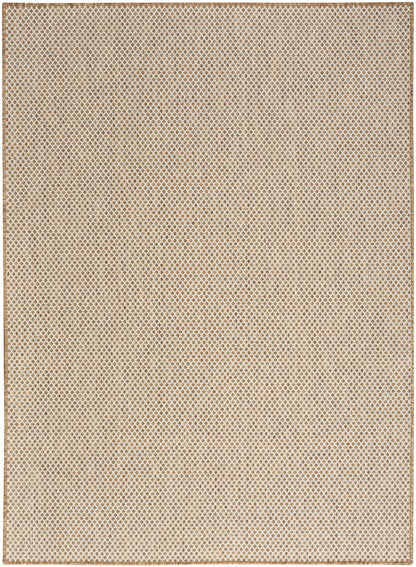 Beige rug with a subtle modern pattern, 5' x 7'.
