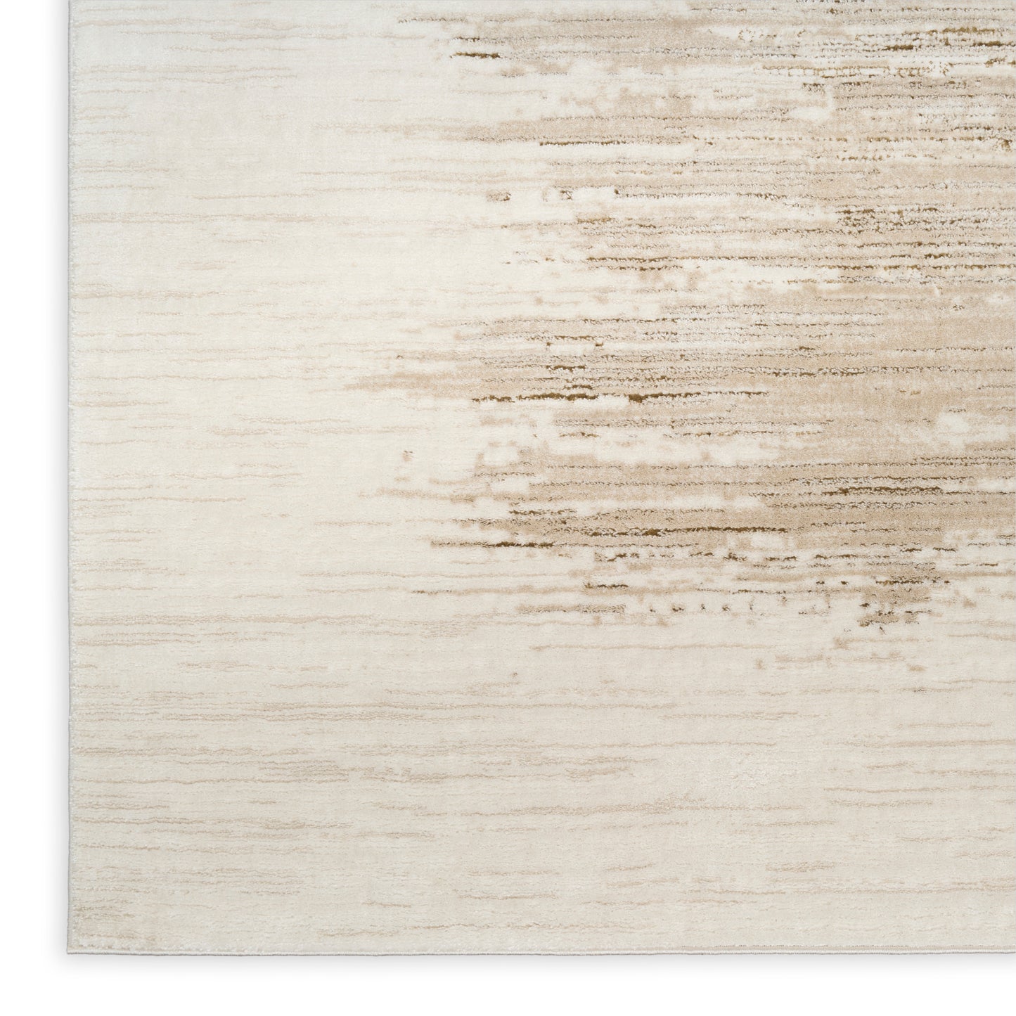 Creamy beige modern runner rug with subtle texture and darker streaks.