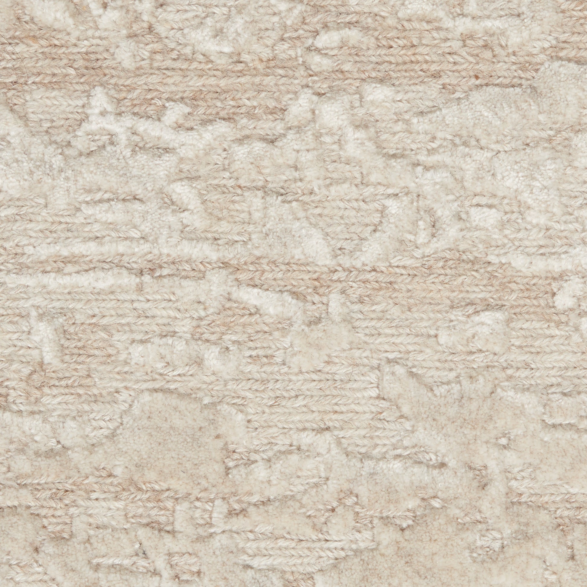 Beige cream shag rug with plush pile and subtle abstract texture, ideal for cozy living spaces.