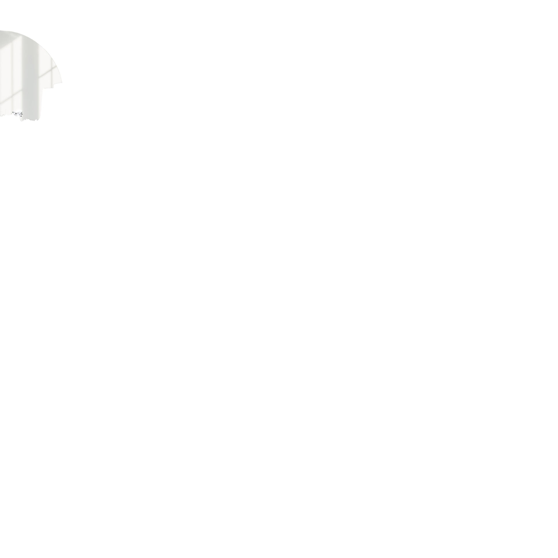 Tiny pale gray curved arch fragment in the top-left on a white background.