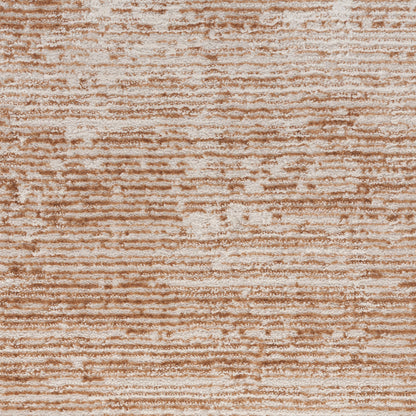 Beige-brown textured rug with corduroy-like horizontal stripes for cozy, contemporary living room decor