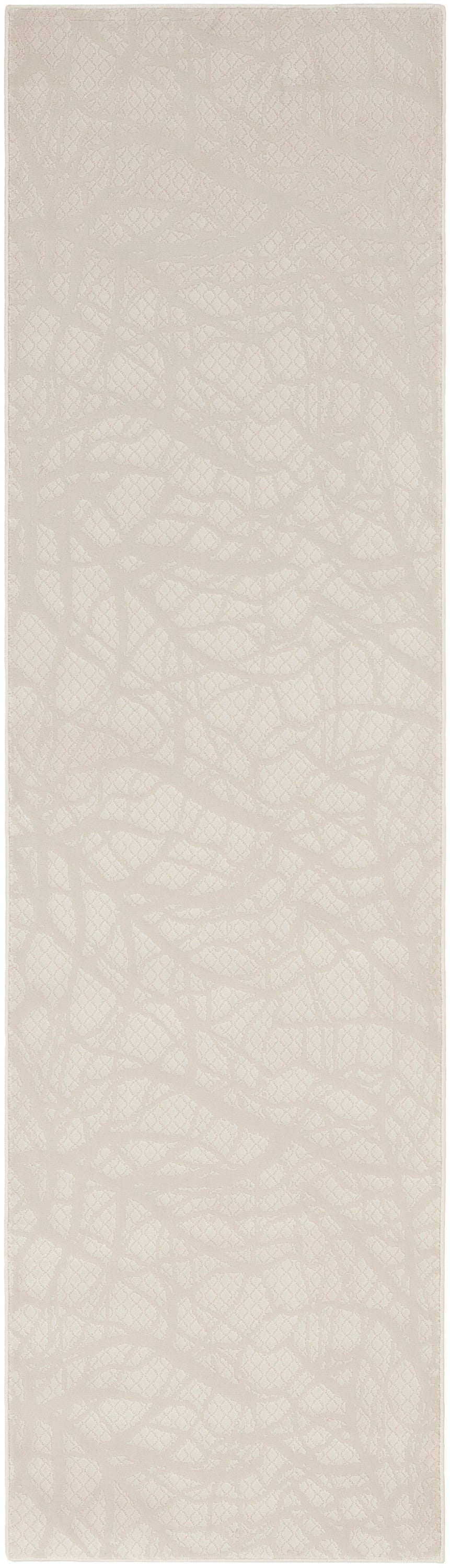 Beige crackle-texture rug swatch, long narrow rectangle in cream with subtle irregular lines.