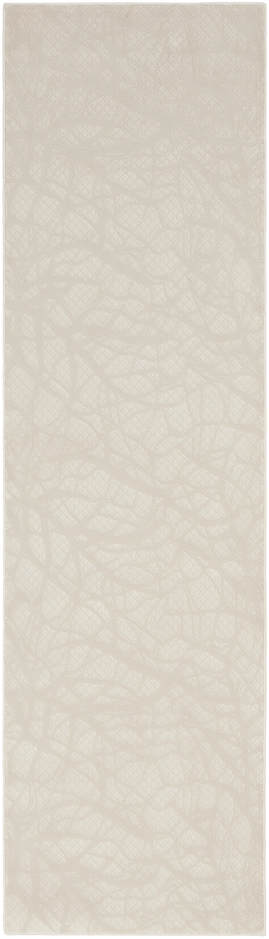 Beige crackle-texture rug swatch, long narrow rectangle in cream with subtle irregular lines.