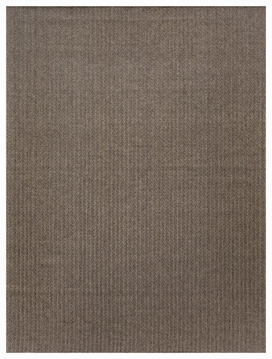 Rectangular outdoor brown woven area rug with subtle ribbed texture and neutral taupe-brown tones; 10' x 14'.