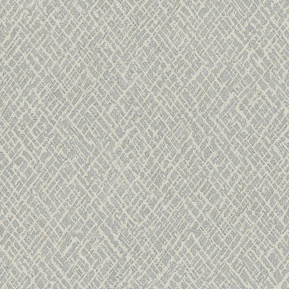 Light gray wallcovering with cream crosshatch lattice pattern and a subtle tweed-like texture.