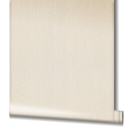 Beige fabric roller shade with a small bottom roll, neutral linen texture.