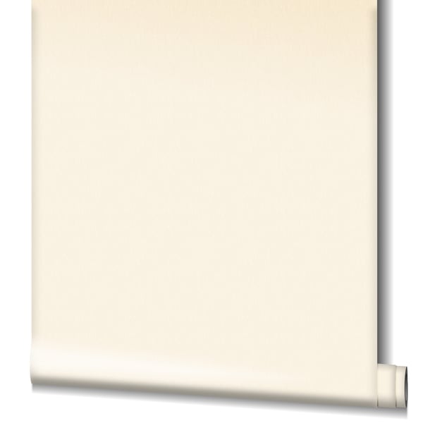 Cream wallpaper sample sheet with smooth finish and small rolled bottom edge.