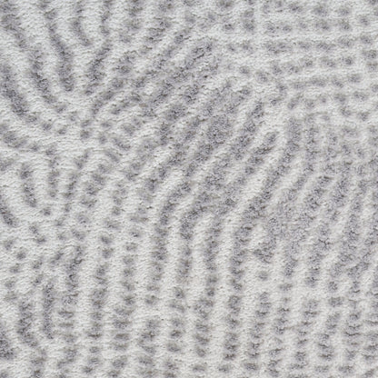 Gray textured 8' runner rug with a soft ribbed loop-pile & subtle wave pattern.