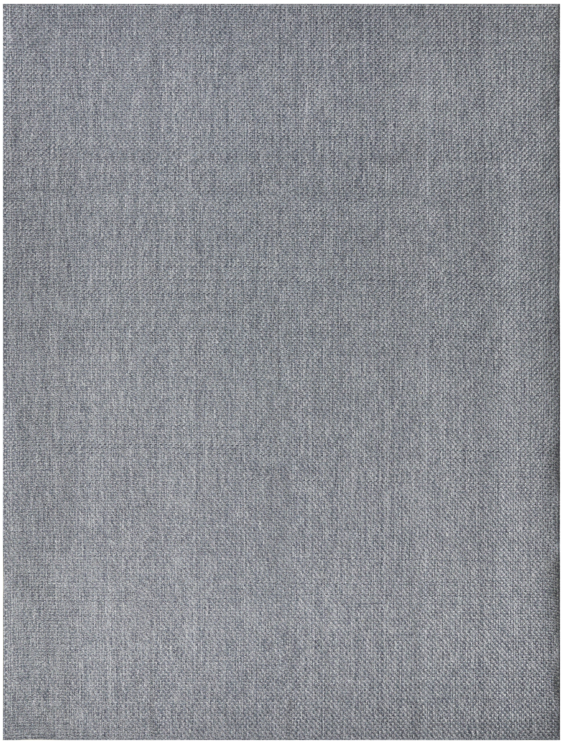 Grey woven fabric texture with a tight, heathered weave; outdoor rug.