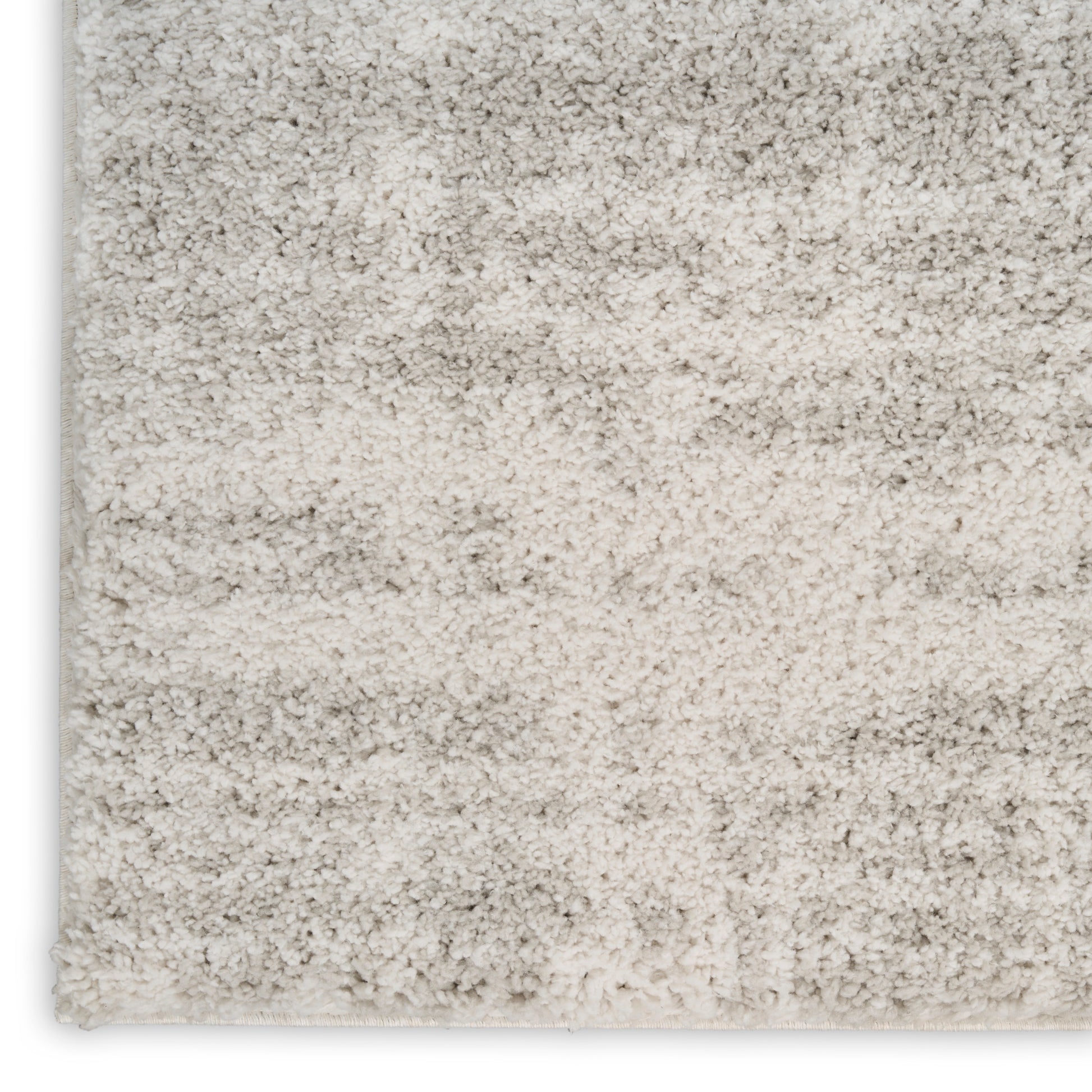 Neutral beige-to-gray ombré shag rug with plush pile; rectangular, 8' x 10' living-room rug.