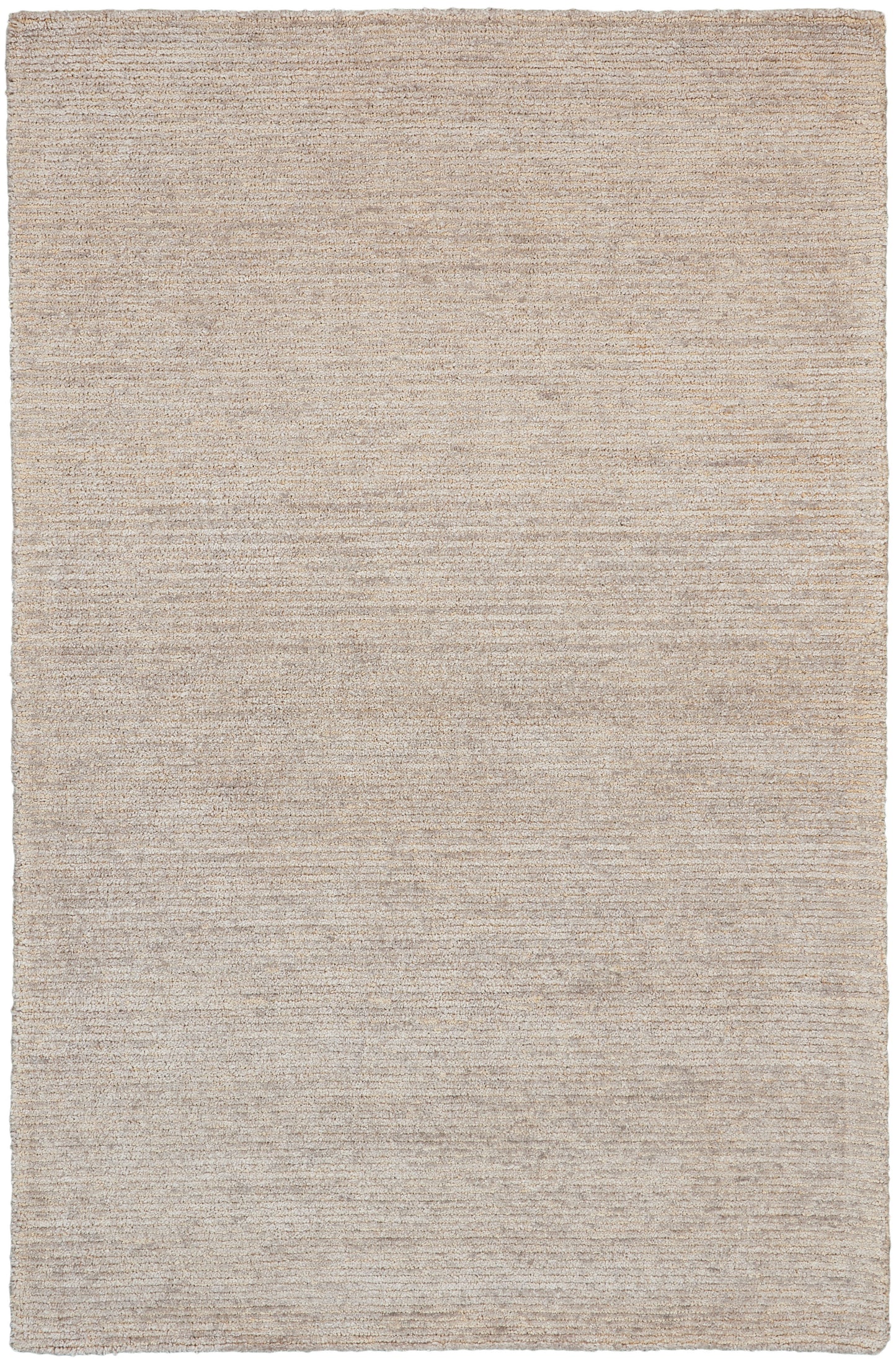 Rectangular natural beige flat-weave rug with subtle stripes, versatile neutral accent for living areas.