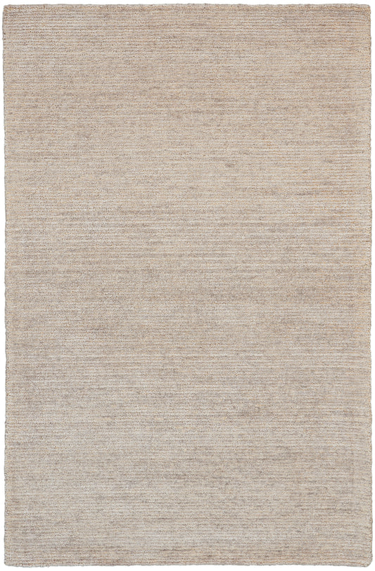 Rectangular natural beige flat-weave rug with subtle stripes, versatile neutral accent for living areas.
