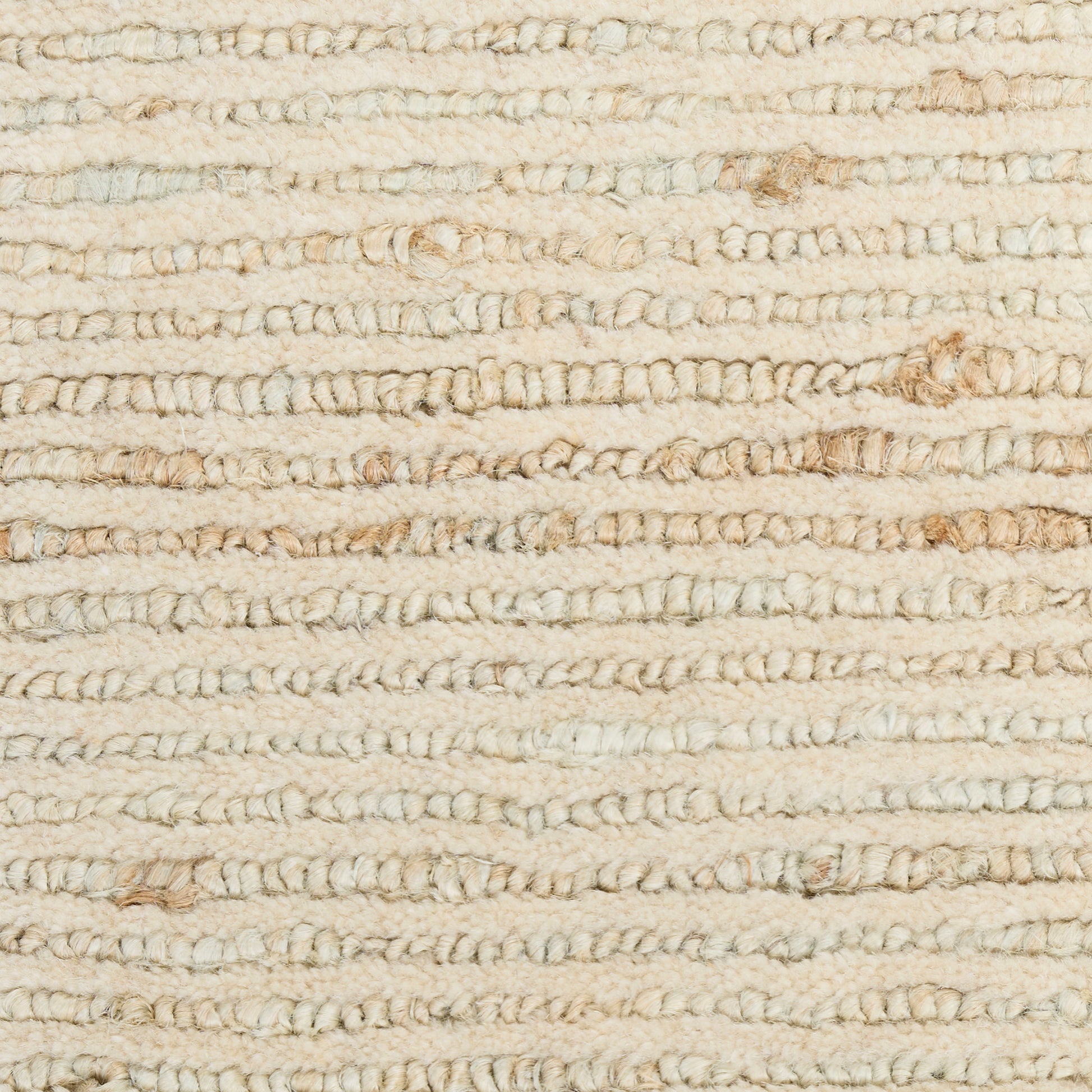Cream boucle rug texture with chunky horizontal loops in ivory-beige tones; cozy soft floor covering.