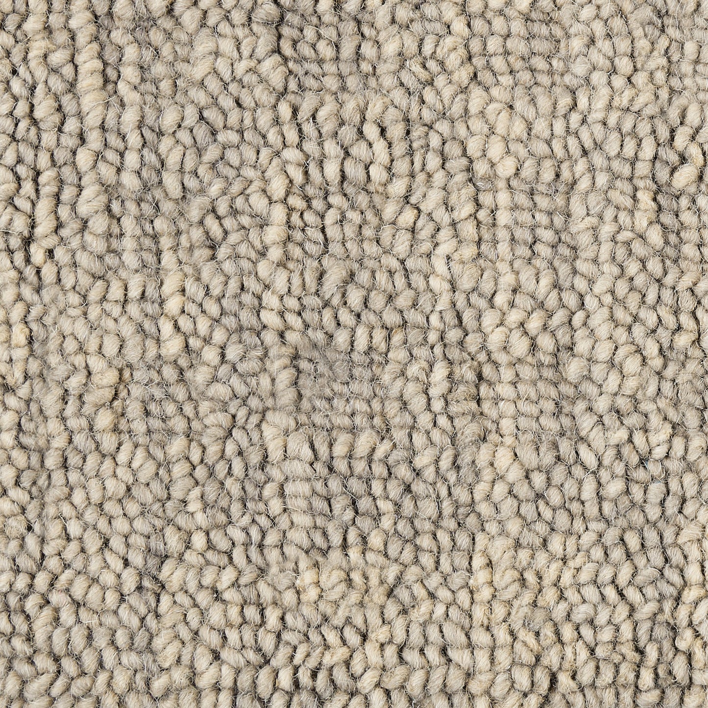 Neutral beige-gray loop-pile runner rug with a dense Berber-style weave.