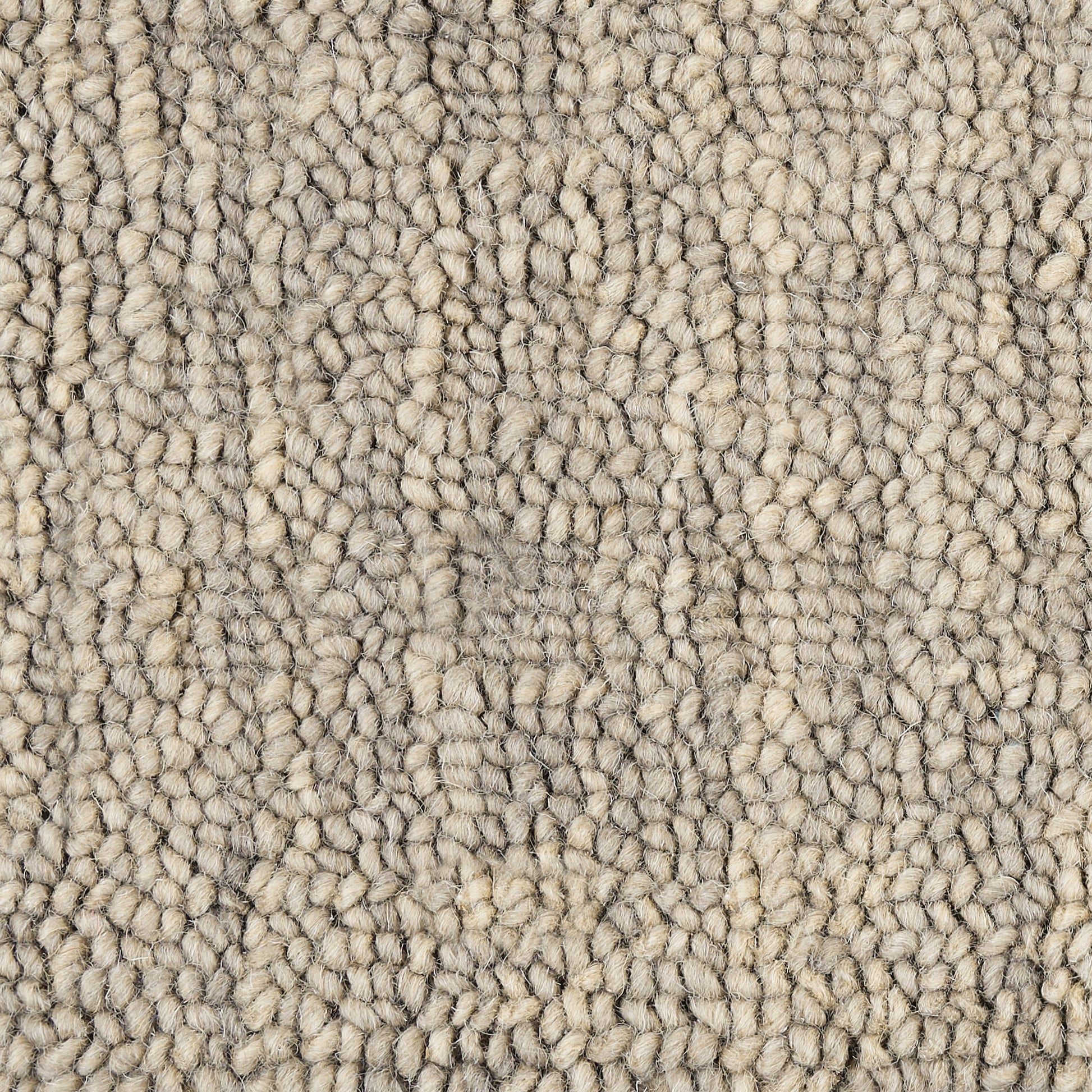 Neutral beige-gray loop-pile runner rug with a dense Berber-style weave.