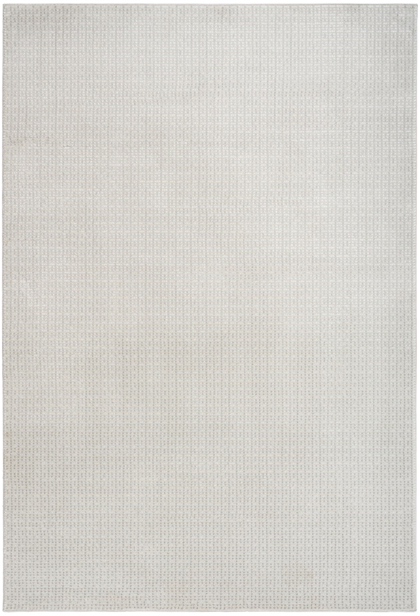 Light gray woven rug with a fine grid texture; 8' x 10'.