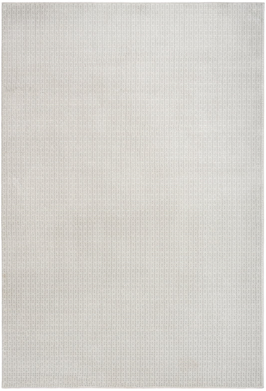 Light gray woven rug with a fine grid texture; 8' x 10'.