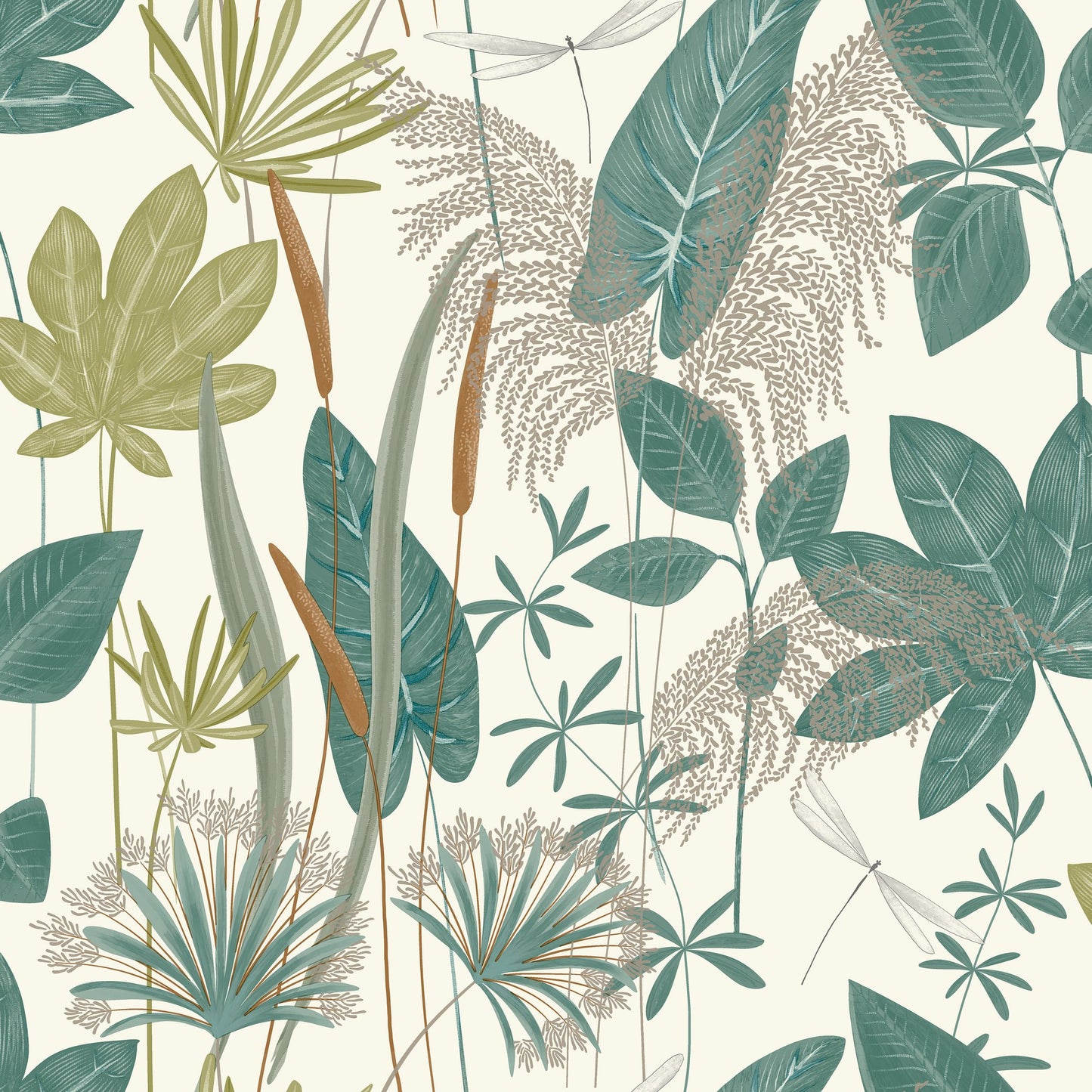 GALERIE WALLCOVERINGS Arcadia Branched, Leaves, All-over   Green   - ARA70702